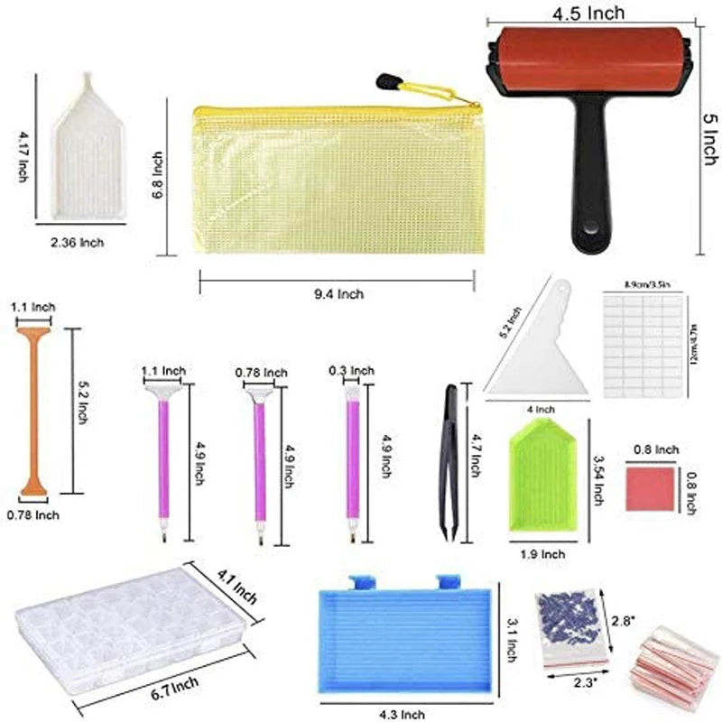 Diamond Painting Tools, Roller, Embroidery Box, Light, 133PCs