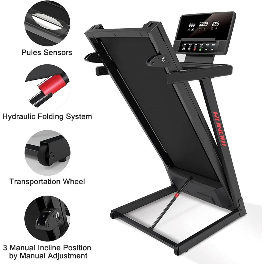 Foldable Treadmill, Bluetooth and Customized Programs With Incline