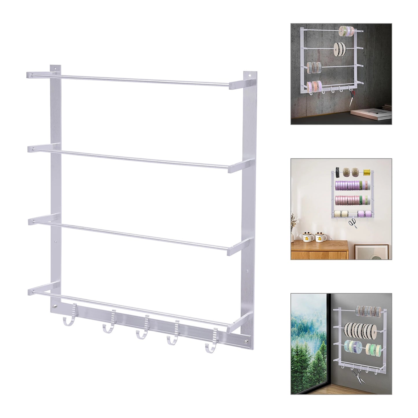 Ribbon or Spool Storage Rack, 4 Tiers, Metal