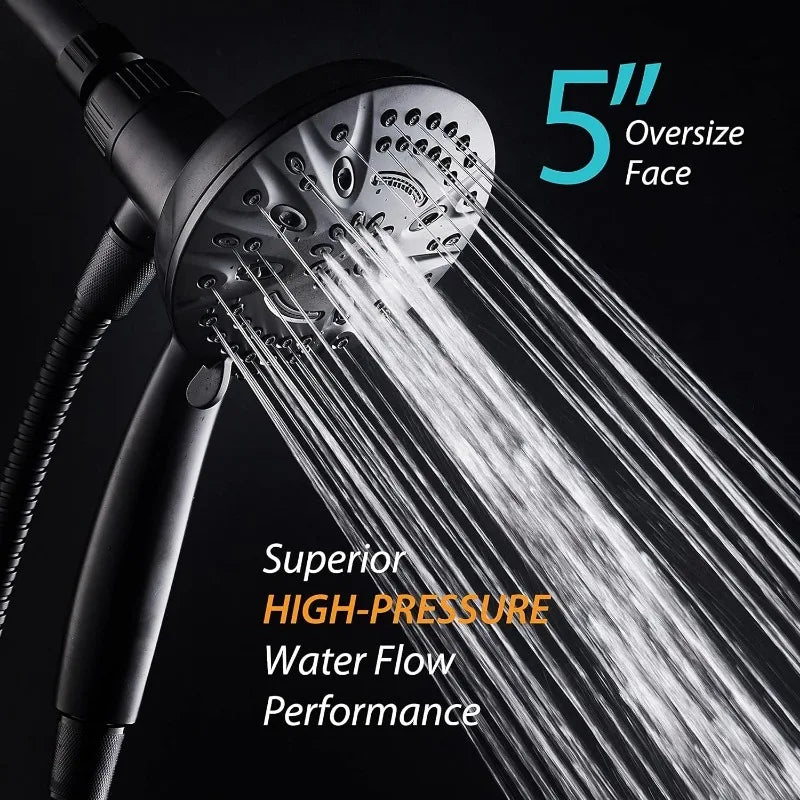 High-Pressure 8-setting Handheld Shower Head, 5 Inch Face, Magnetic Bracket