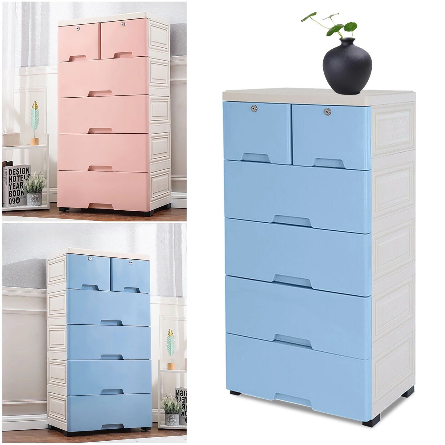 Classic 6 Drawer Plastic Dresser Storage Tower