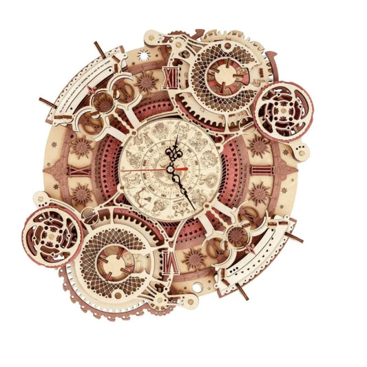 Time Art Zodiac Wall Clock 3D Wooden Puzzle