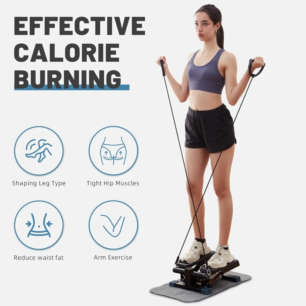 Mini Stepper with Resistance Bands, Portable Home Exercise