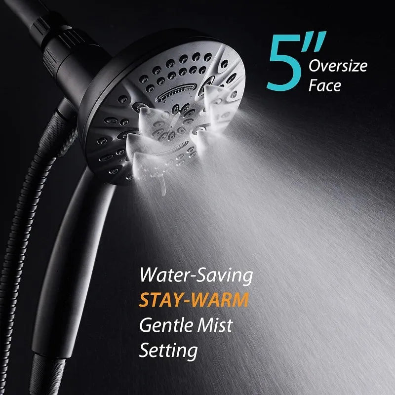 High-Pressure 8-setting Handheld Shower Head, 5 Inch Face, Magnetic Bracket