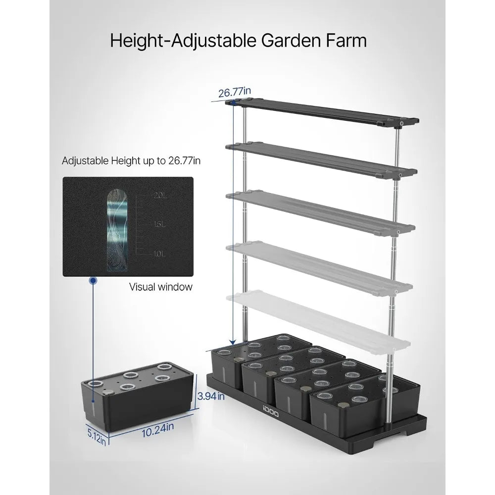 Hydroponics Indoor Growing System, 20 Pods, LED Grow Light