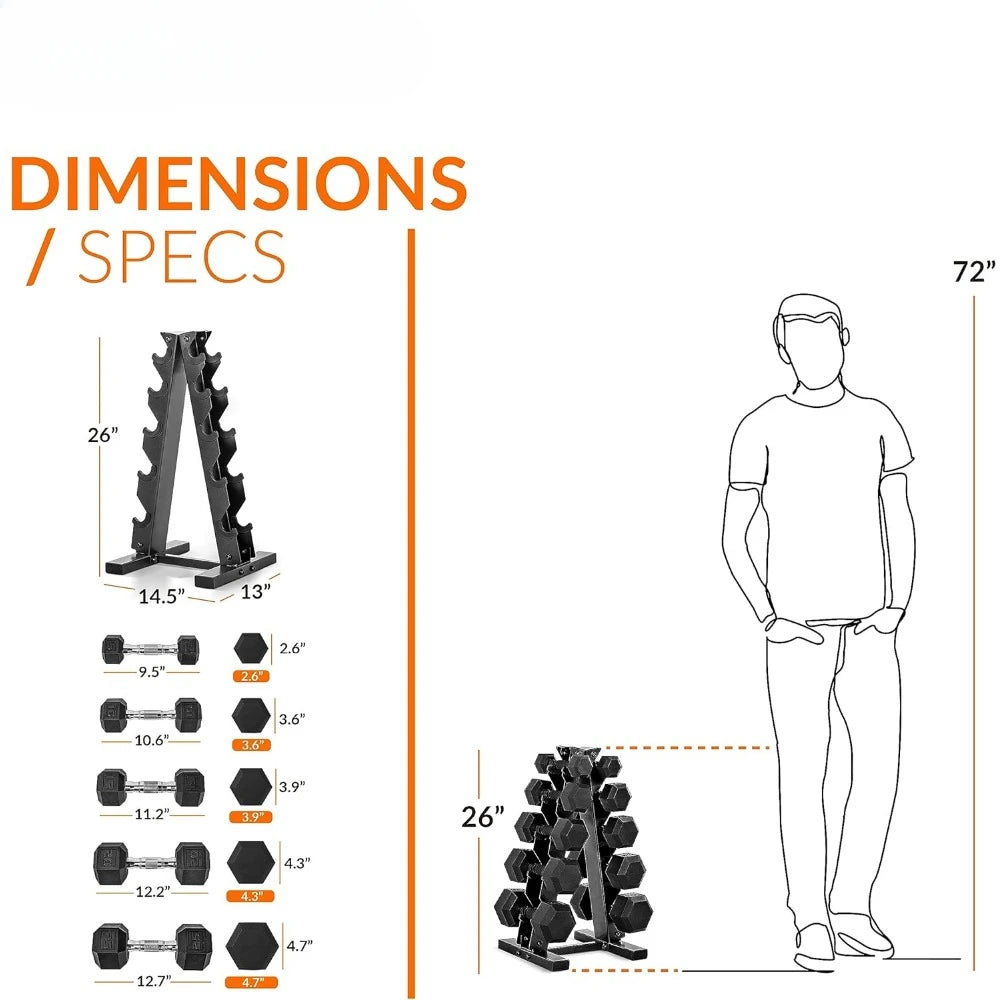 Dumbbell Set with Rack | Options in 150lbs and 210lbs