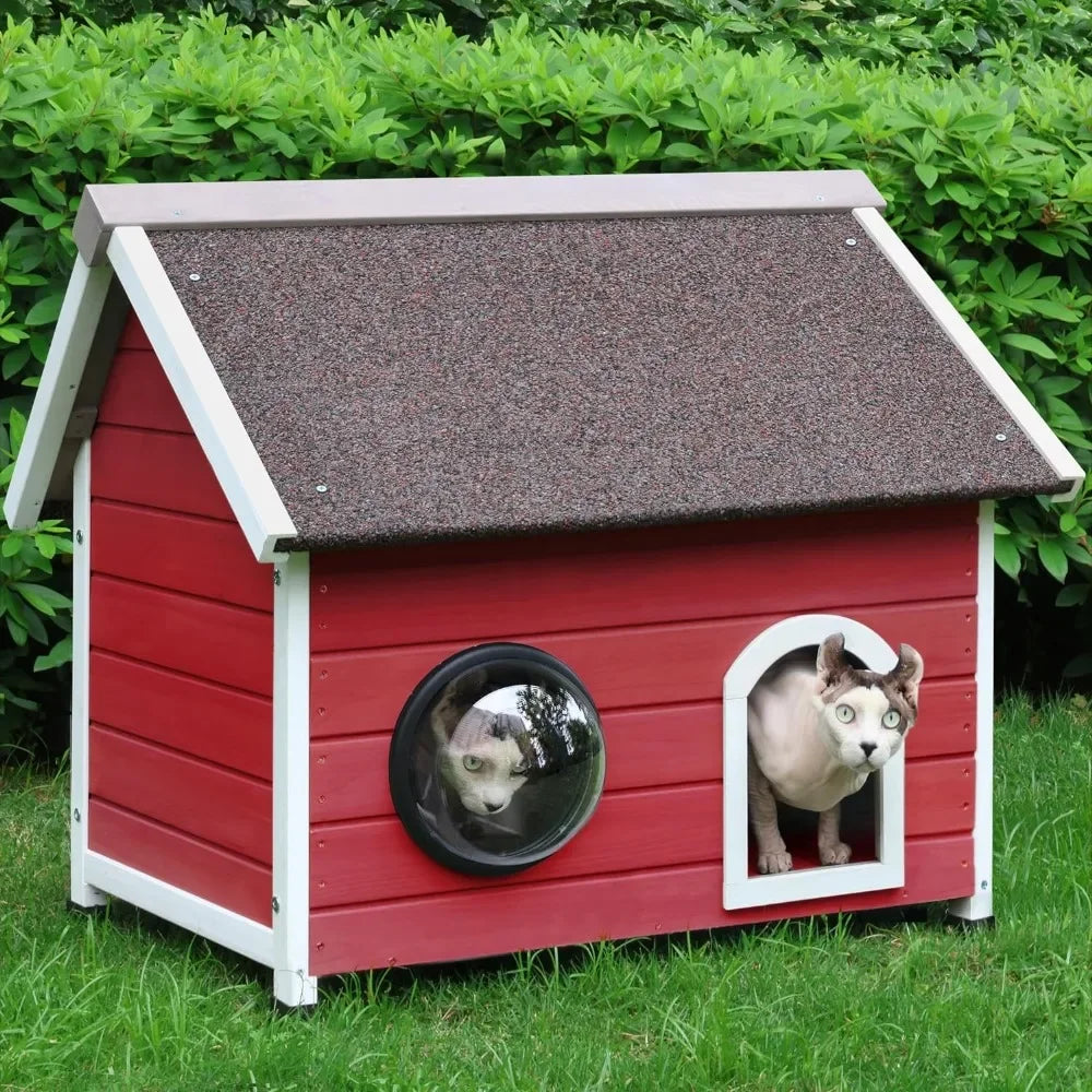 Outdoor Cat House, Large Interior Space with Loft