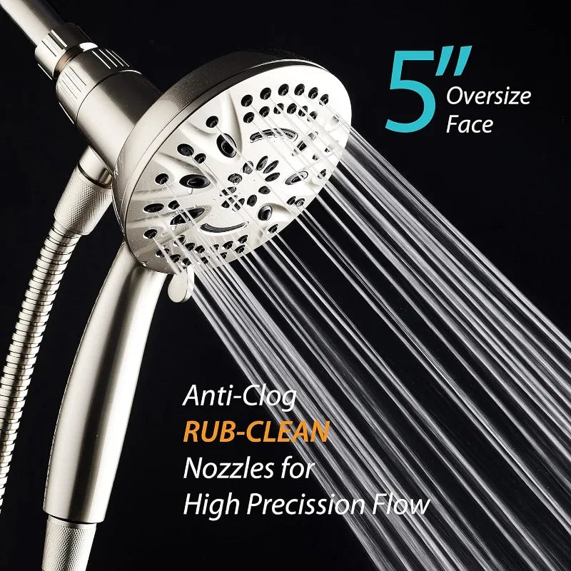 High-Pressure 8-setting Handheld Shower Head, 5 Inch Face, Magnetic Bracket