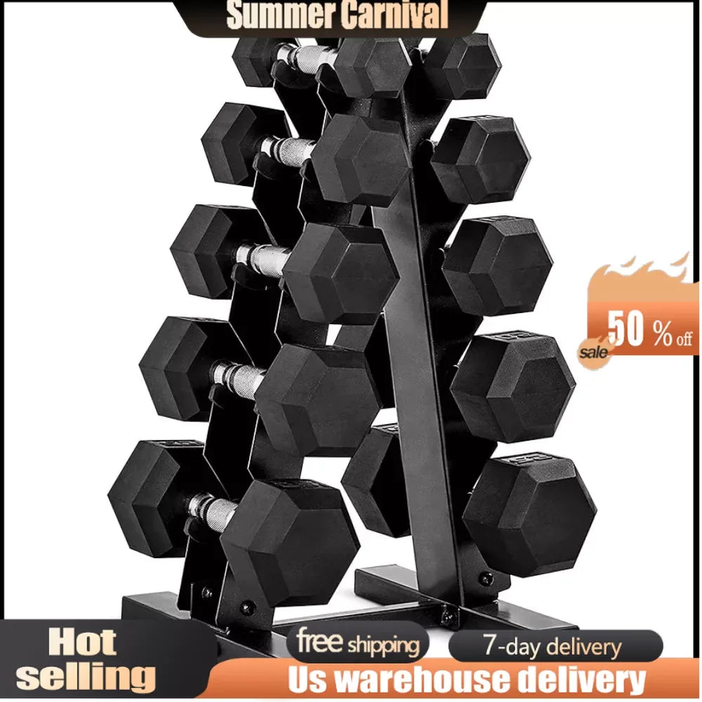 Dumbbell Set with Rack | Options in 150lbs and 210lbs