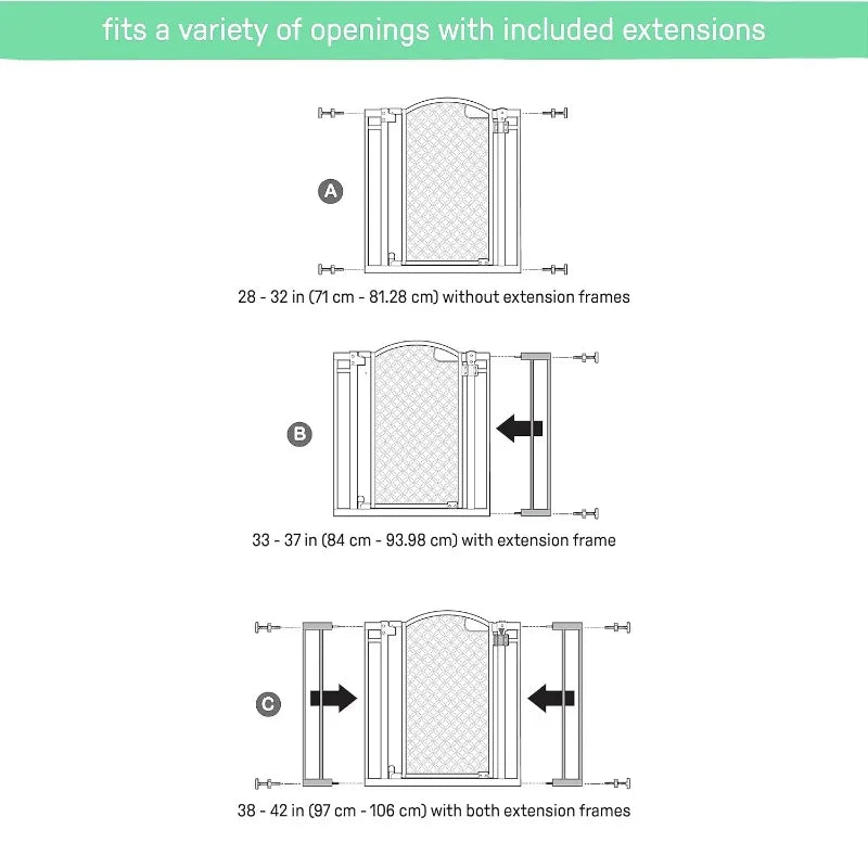 Walk-Thru Pet Gate, 28"-42" x 30", Pressure or Hardware Mounted