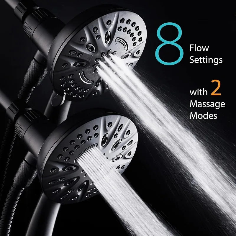 High-Pressure 8-setting Handheld Shower Head, 5 Inch Face, Magnetic Bracket