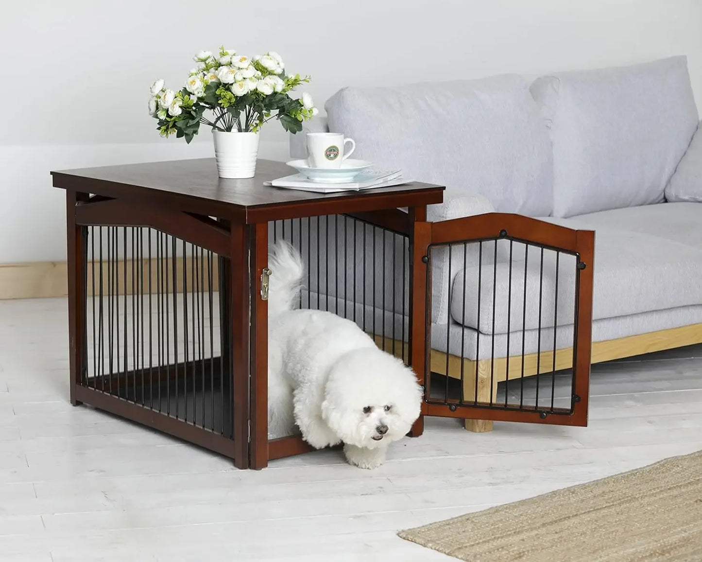 2-in-1 Configurable Pet Crate and Gate with tray