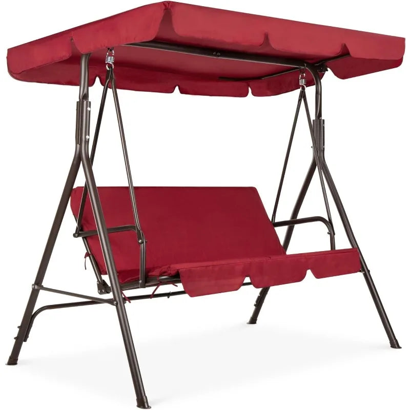 2-Person Outdoor Swing Chair, w/Convertible Canopy