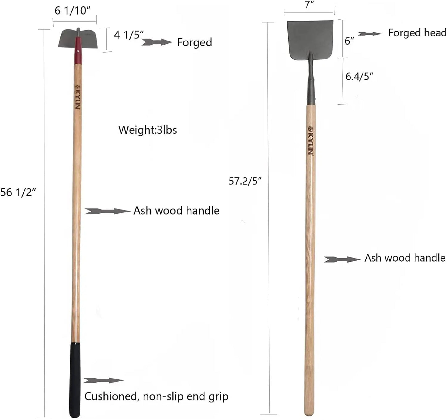 Garden Tools, Set of 8, 14-Guage, Long Ash Handles