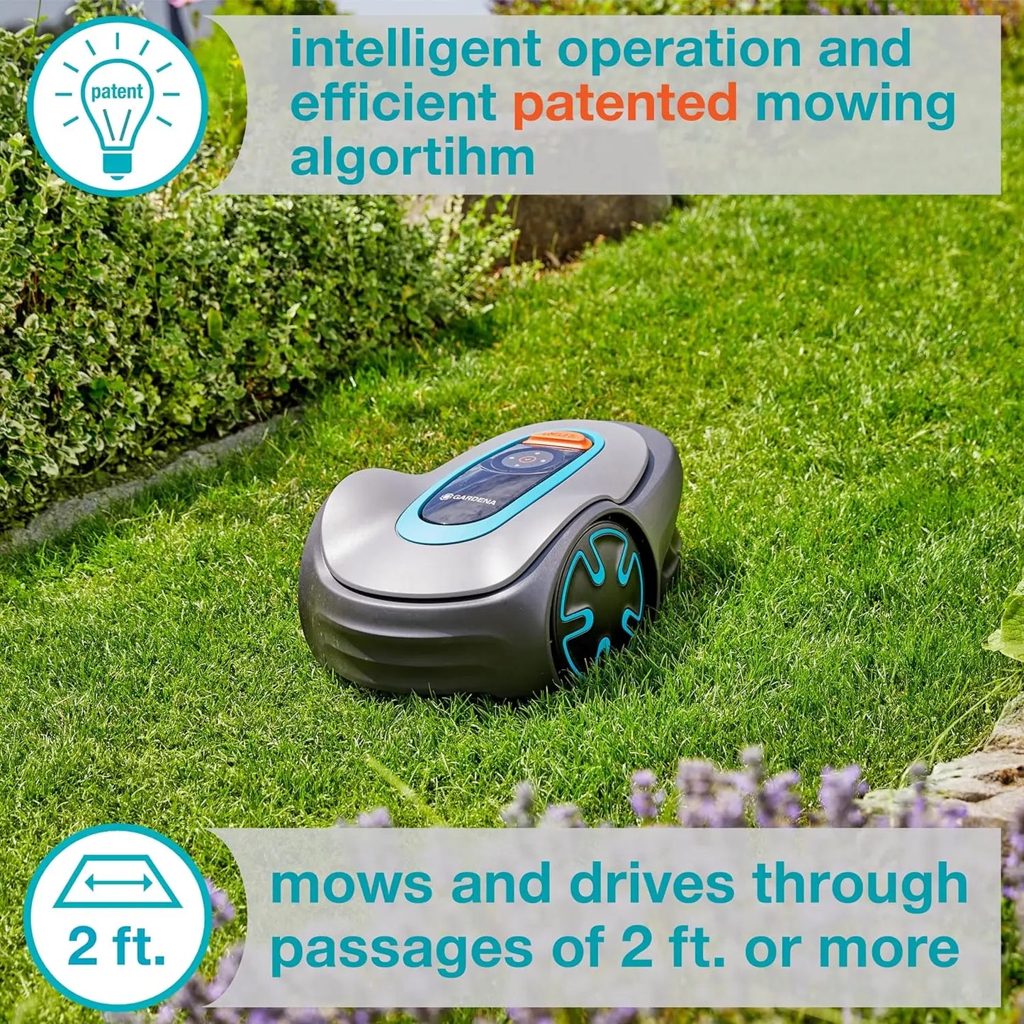 Automatic Robotic Lawn Mower, with Bluetooth app and Boundary Wire, for lawns up to 2700 Sq