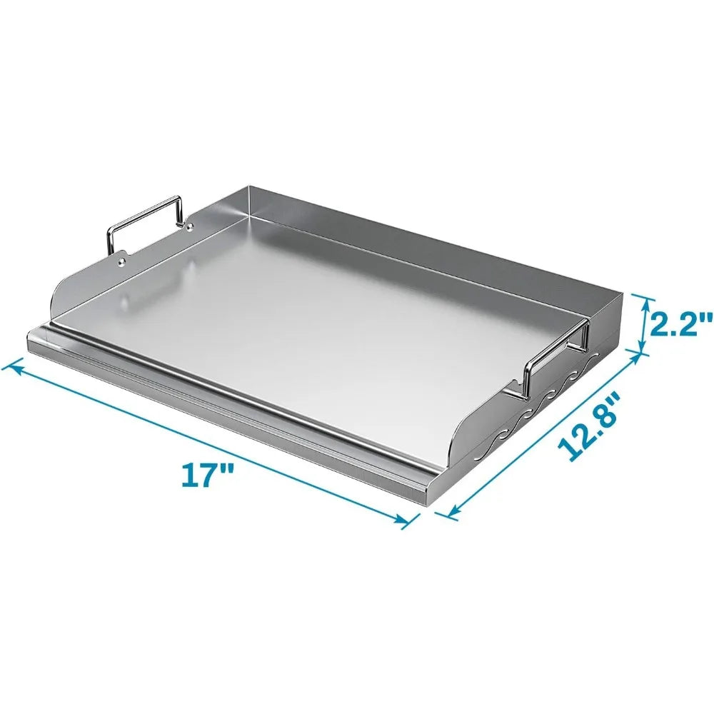 Stainless Steel BBQ Griddle Flat Top Plate, Even Heating